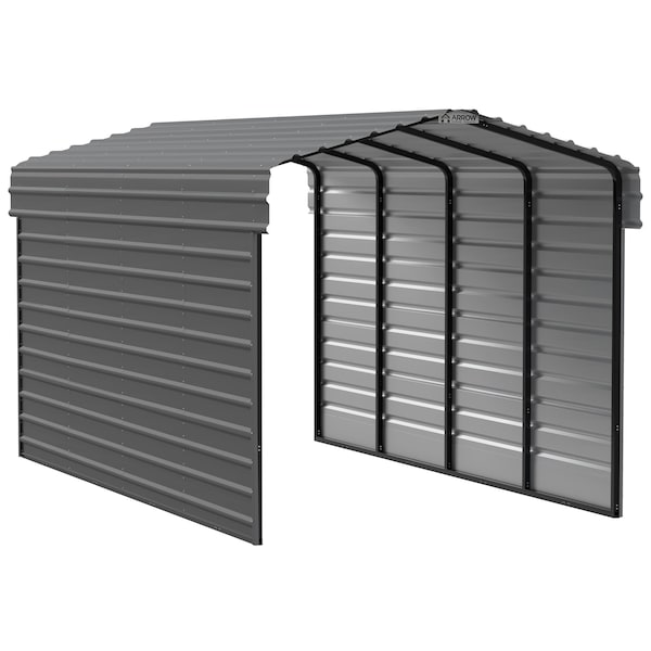 Arrow Storage Products Galvanized Steel Carport, W/ 2-Sided Enclosure, Compact Car Metal Carport Kit, 10'x20'x9', Charcoal CPHC102009ECL2 - main